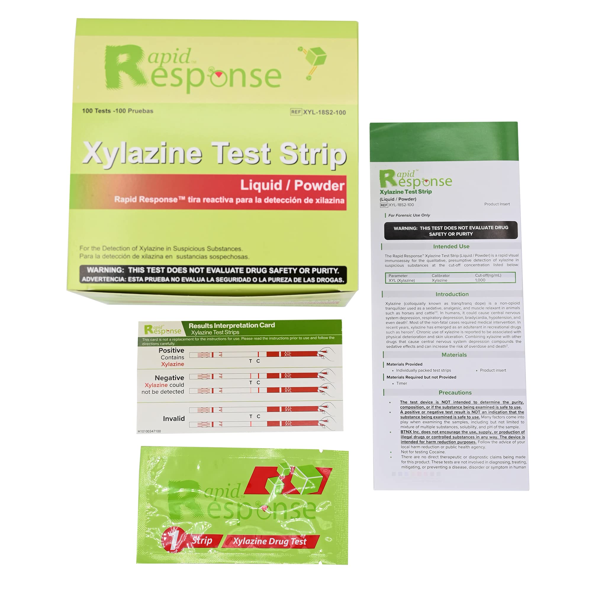 BTNX Inc Rapid Response Xylazine Test Strips - Pack of 100 Test Strips - Test Liquids and Powders for Presence of Xylazine