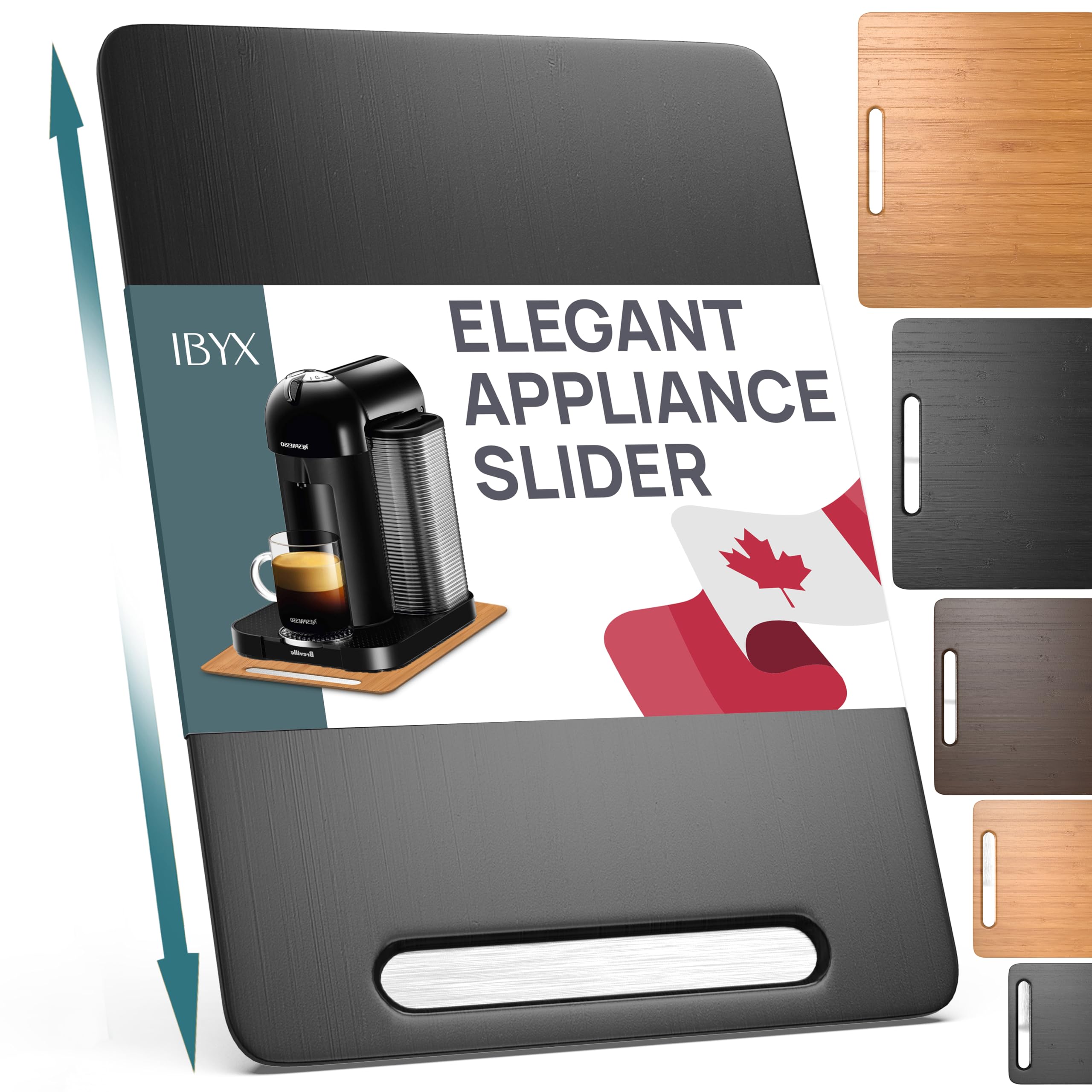 Ibyx Elegant Sliding Tray for Your Coffee Maker & Heavy Kitchen Appliances - Sturdy, Slides Easily from Under The Cabinet (Black, Medium - Long (9.5” X 14”))