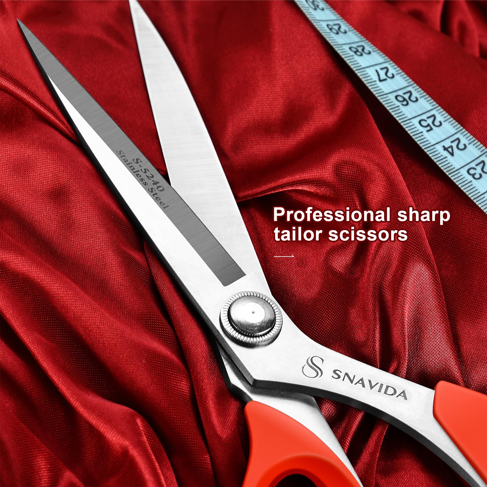 Heavy Duty Scissors All Purpose, Professional Fabric Scissors Sewing Shears, 9.5 Inches Ultra Sharp Craft Scissors for Office (Red)