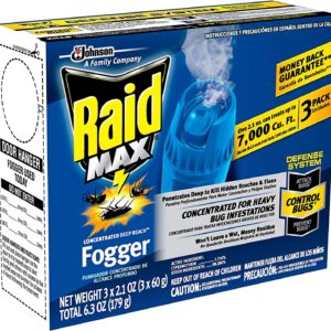 Raid Max Fogger, Insect Killer for Mosquito, Ant, Roach, Spider, Flea, for Indoor Use 6.3 Ounce (Pack of 3)