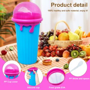 Slushy Cup, 2PCS 500ml Magic Slushy Maker Cup TIK TOK Quick Frozen Magic Cup Double Layers Slushie Cup Portable Quick Frozen Smoothies Squeeze Cooling Cup