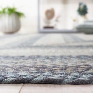 SAFAVIEH Braided Collection Area Rug - 8' x 10', Grey & Blue, Handmade Country Cottage Reversible Cotton, Ideal for High Traffic Areas in Living Room, Bedroom (BRD652B)