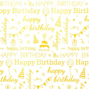 mr five large size gold birthday tissue paper bulk,20" x 28",white with gold happy birthday design tissue paper for gift bags,gold happy birthday tissue paper for birthday party,30 sheets