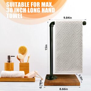 YESSAP 15'' Hand Towel Holder, L Shaped Towel Holder Stand with Weighted Base, Black Hand Towel Stand for Bathroom Kitchen Countertop