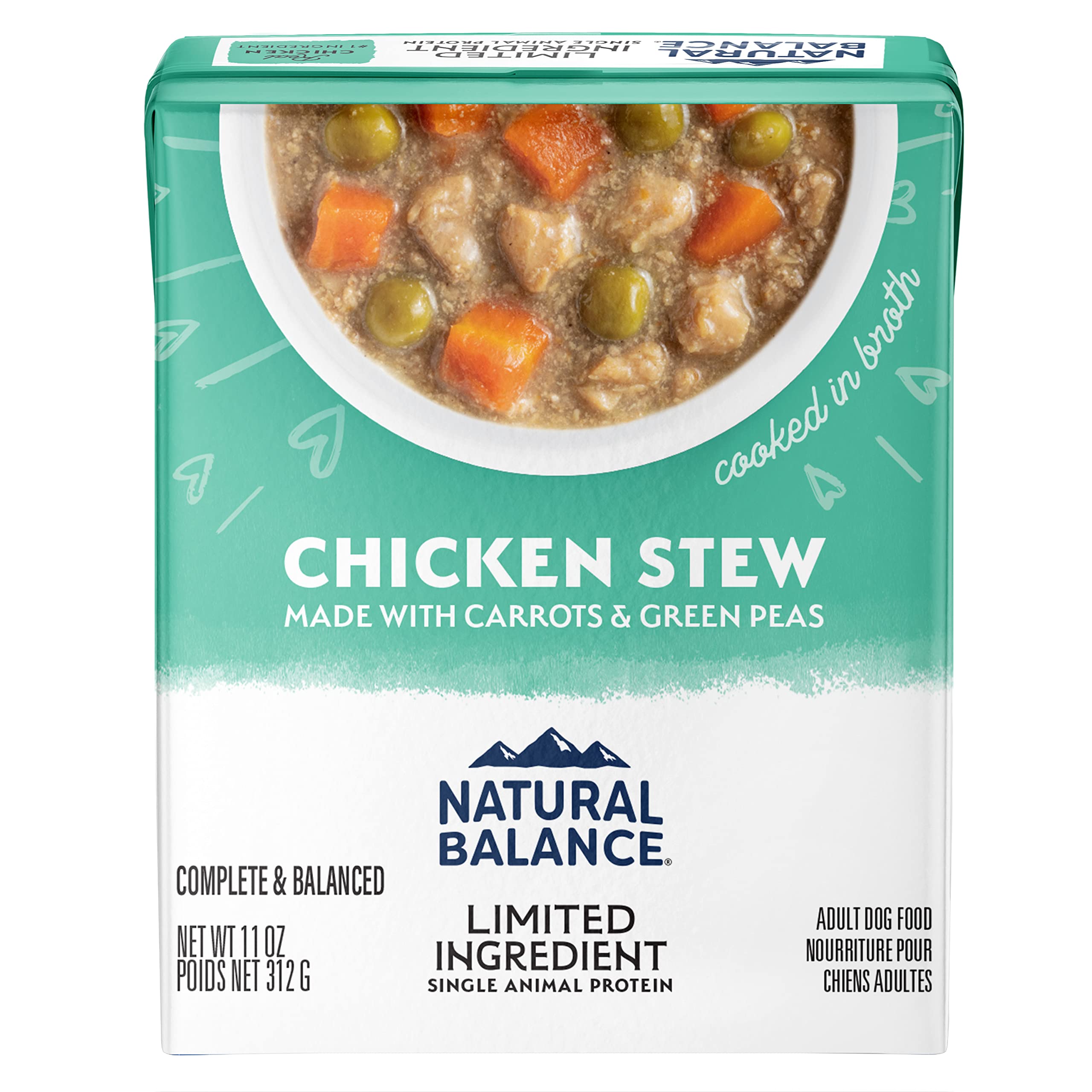 Natural Balance Limited Ingredient Adult Grain-Free Stew Wet Dog Food, Chicken with Carrots & Green Peas, 11 Ounce (Pack of 12)