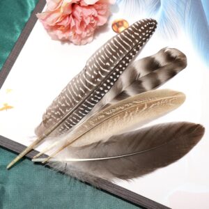 THARAHT 24pcs 4Style Natural Spotted Feathers Guinea Fowl Wing Feathers 6-8 inch Bulk for Craft Clothing Jewelry DIY Decoration Guinea Fowl Wing Feathers