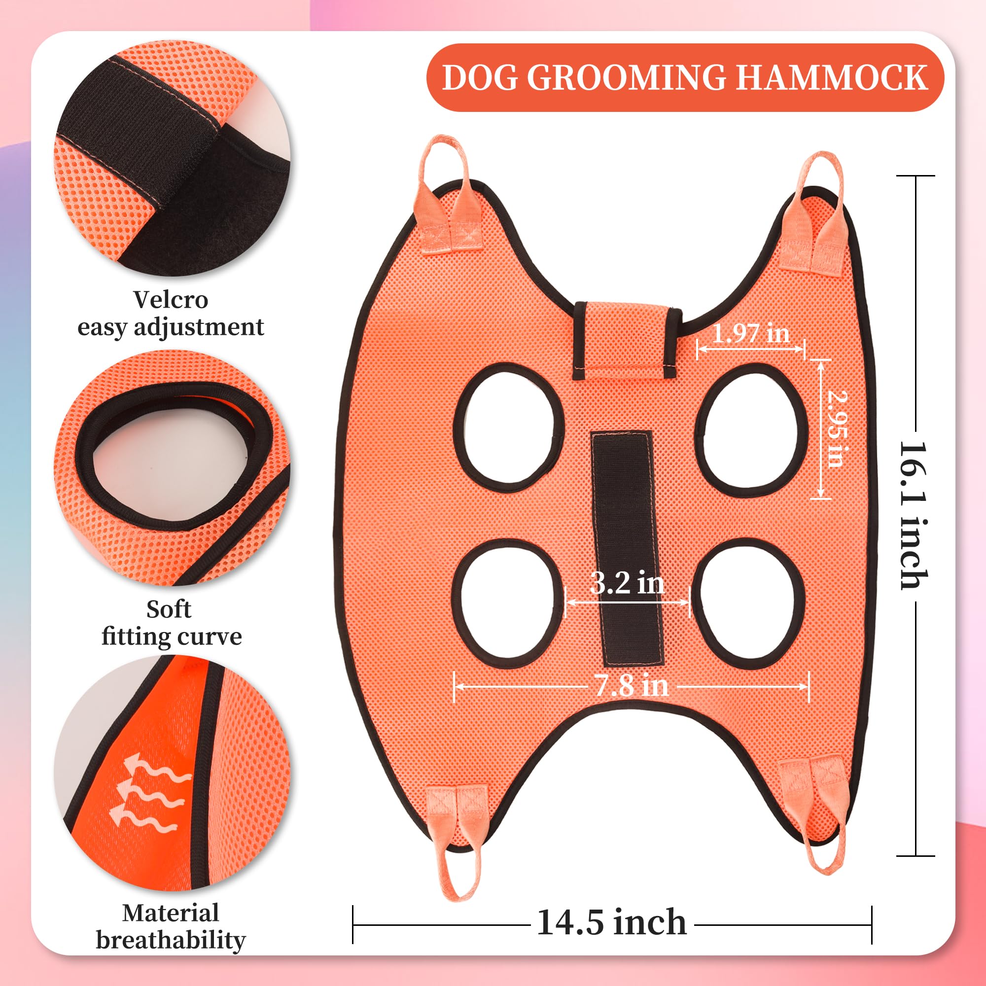 PatiencET Dog Grooming Hammock, Pet Grooming Hammock for Cats & Dogs with Security Strap, Dog Sling for Nail Trimming with Nail Clippers/Trimmer, Nail File, Pet Comb(XS)