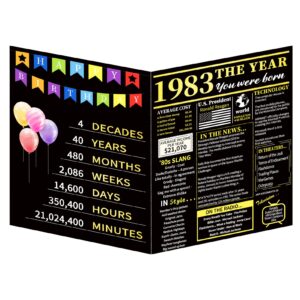 kdvog 40th birthday card gifts for women men, jumbo 40 year old birthday gift for wife husband, 40th birthday card for him her, funny 30 year old birthday gifts idea for friends, back in 1983