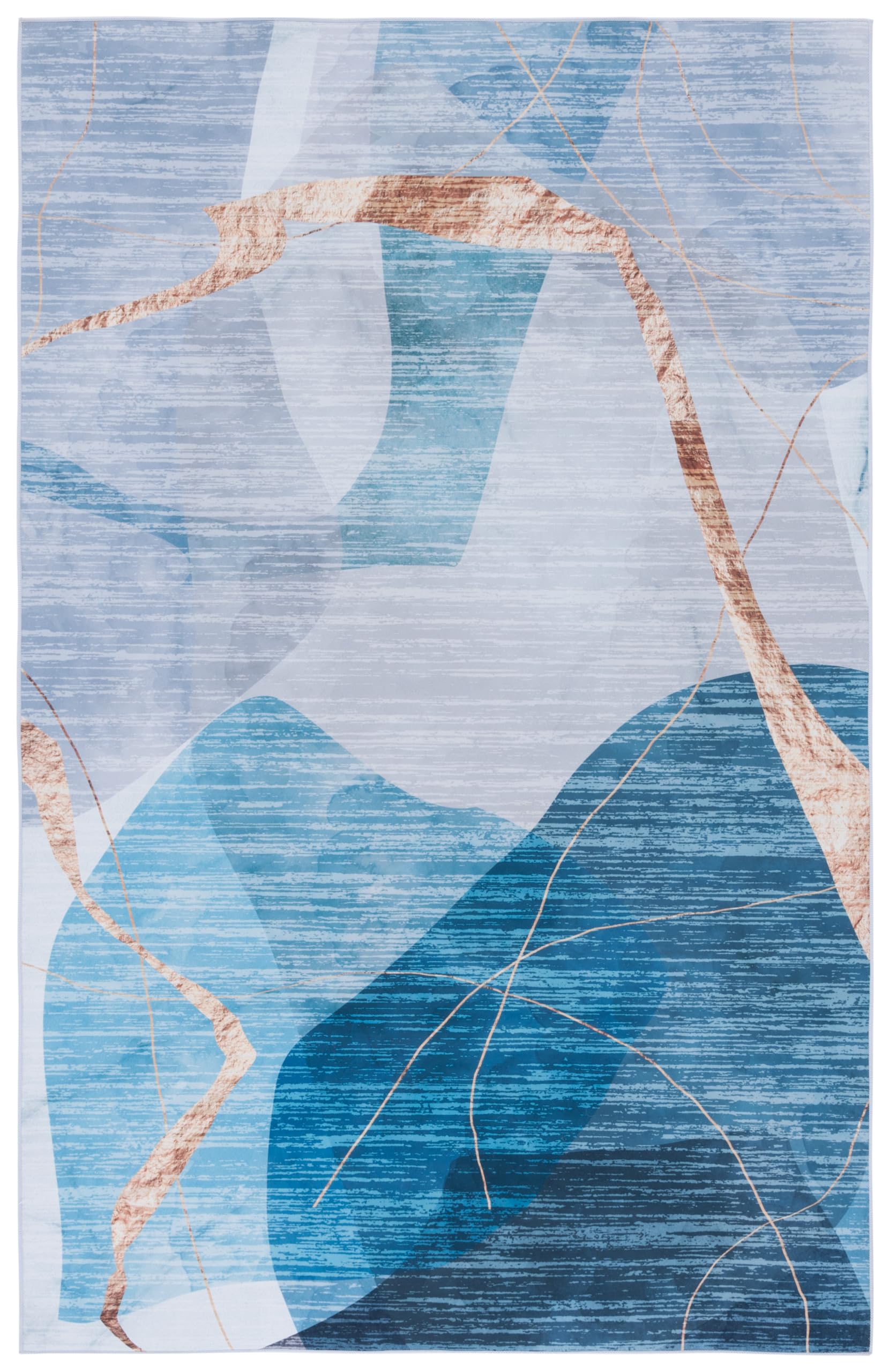 SAFAVIEH Tacoma Collection Area Rug - 6' x 9', Blue & Gold, Mid-Century Modern Design, Non-Shedding & Easy Care, Machine Washable Ideal for High Traffic Areas in Living Room, Bedroom (TAC836M)