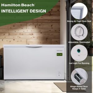 14 cu ft Chest Freezer - White, Large Storage for Families, Space-Saving Flat Back, Front Drain, Garage Ready - By Hamilton Beach