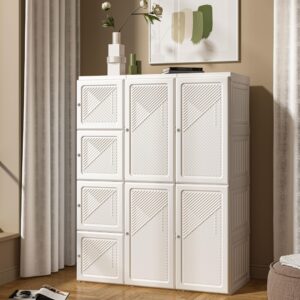 ANTBOX Portable Wardrobe Closet Storage Organizer for Clothes,Folding Plastic Wardrobe with Magnetic Door and Easy Assembly 11 Doors-15 Cubes.