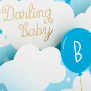 Hallmark Paper Wonder Pop Up Baby Shower Card for Boy (Blue Balloons) Welcome New Baby Boy, Congratulations