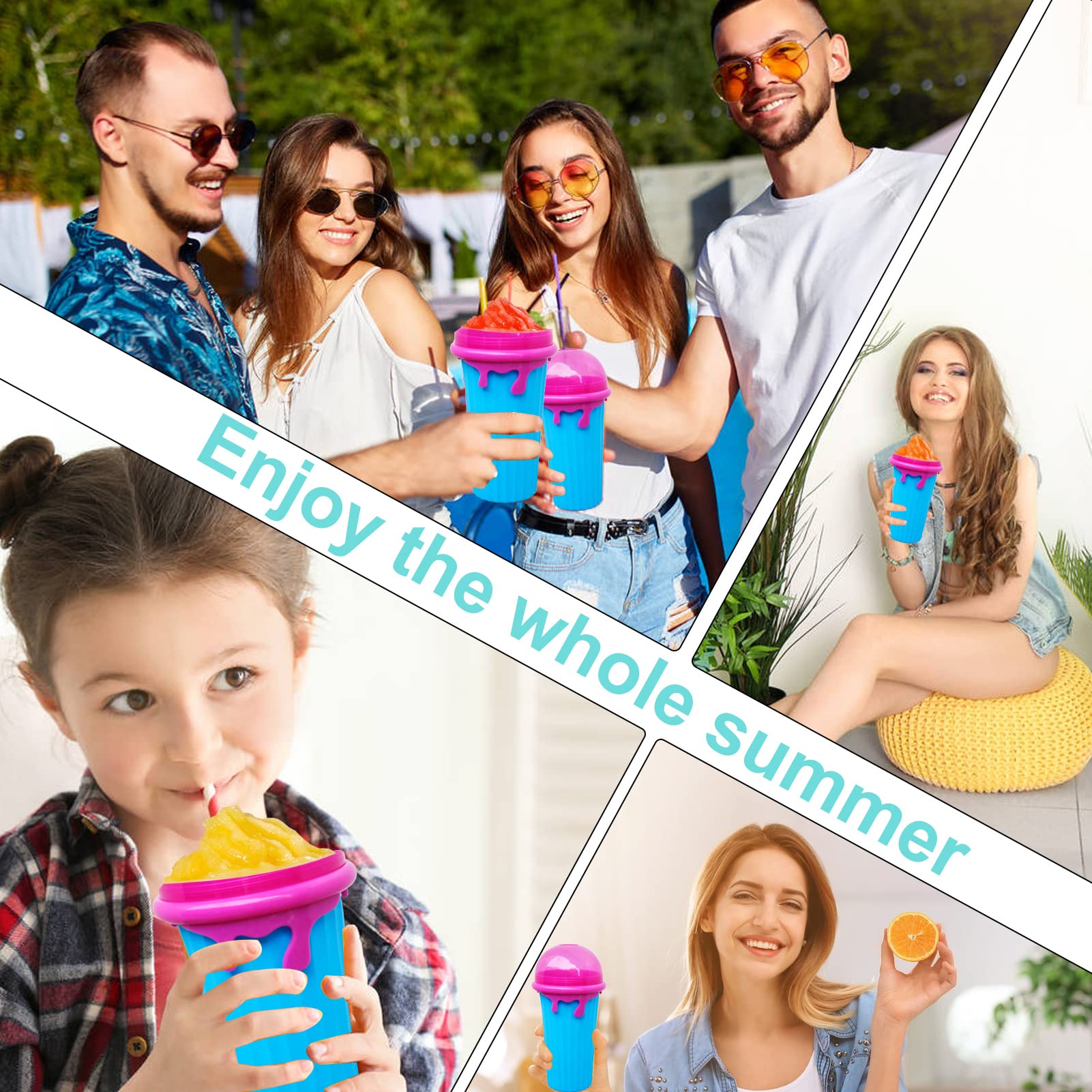 Slushy Cup, 2PCS 500ml Magic Slushy Maker Cup TIK TOK Quick Frozen Magic Cup Double Layers Slushie Cup Portable Quick Frozen Smoothies Squeeze Cooling Cup