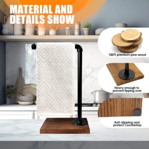 YESSAP 15'' Hand Towel Holder, L Shaped Towel Holder Stand with Weighted Base, Black Hand Towel Stand for Bathroom Kitchen Countertop