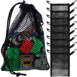 8 pieces black mesh drawstring bags with clips small nylon storage mesh bags shell bag dishwasher net bag for jewelry beach collecting toys gifts travel kitchen favor (33 x 40 cm/ 13 x 15.75 inch)