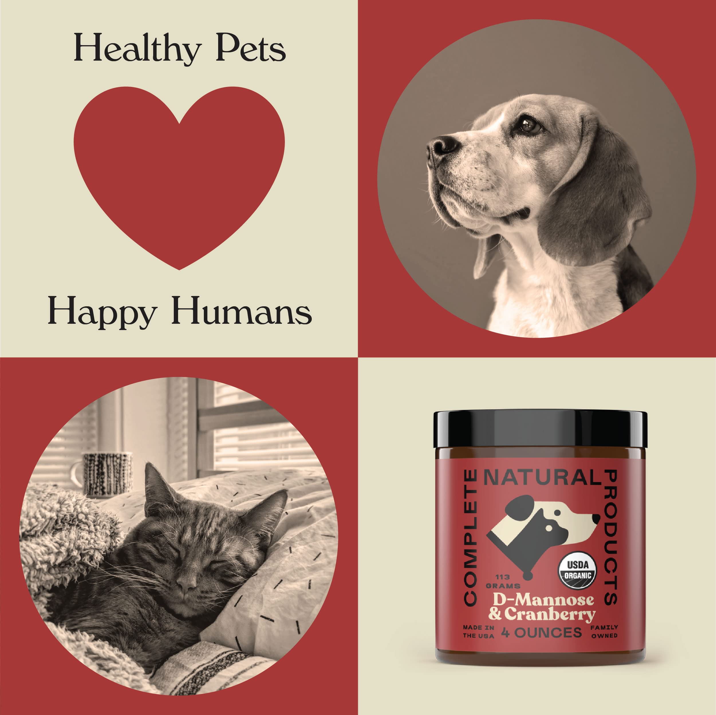 Complete Natural Products Organic D-Mannose & Cranberry Powder for Pets - 4oz - Pure D-Mannose & Cranberry