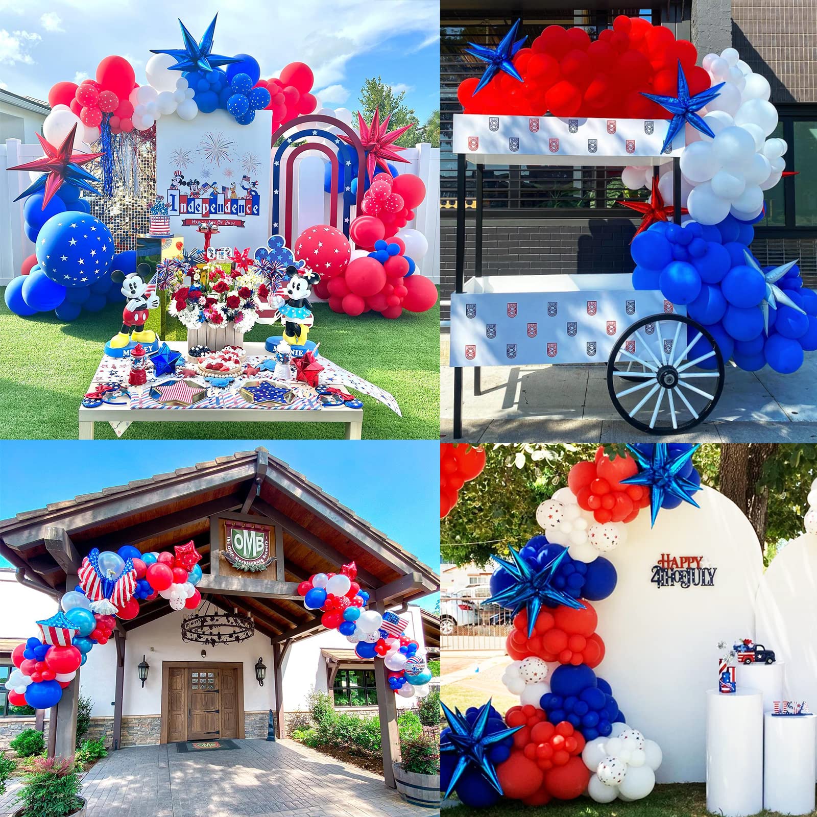 151pcs Red White and Blue Balloon Garland Arch Kit Patriotic Decorations with Exploding Star Balloons for Graduation Party Supplies Nautical Party Veterans Memorial Day 4th of July Baseball Party