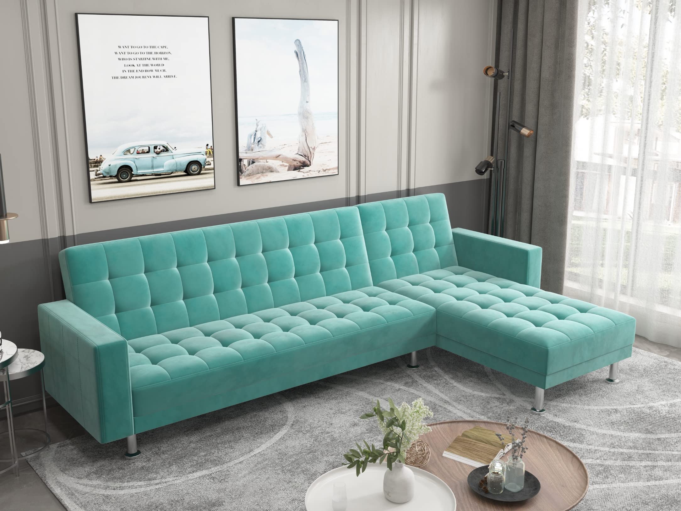 Gold Sparrow Houston Sectional, Aqua