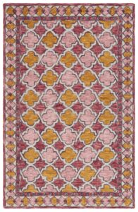 safavieh aspen collection area rug - 8' x 10', pink & yellow, handmade boho wool, ideal for high traffic areas in living room, bedroom (apn121u)