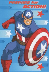 heartline avengers captain america happy birthday card - prepare for action! defend your right to celebrate your goodness, your coolness, your you-ness. that's a birthday order!