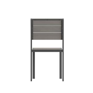 Flash Furniture Finch Commercial Grade Armless Patio Chair, Stackable Side Chair with Faux Teak Poly Slats and Metal Frame, Gray/Gray