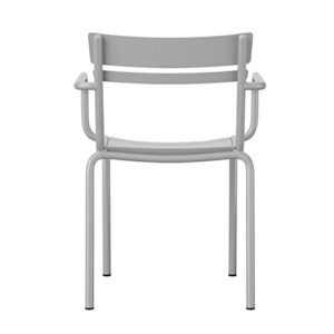 Flash Furniture Nash Commercial Grade Steel Indoor-Outdoor Stackable Chair with 2 Slats and Arms, Set of 4, Silver