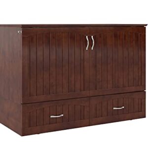 AFI Southampton Full Murphy Bed Chest with Mattress, Storage, and Built-in Charger in Walnut