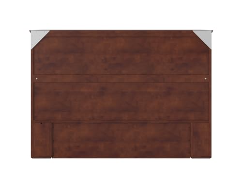 AFI Southampton Full Murphy Bed Chest with Mattress, Storage, and Built-in Charger in Walnut