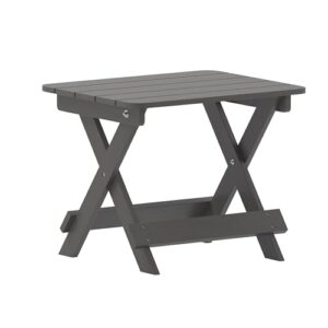 flash furniture halifax outdoor folding side table, portable all-weather hdpe adirondack side table, gray, set of 1