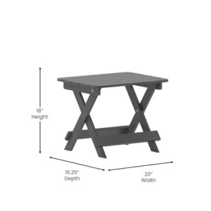 Flash Furniture Halifax Outdoor Folding Side Table, Portable All-Weather HDPE Adirondack Side Table, Gray, Set of 1