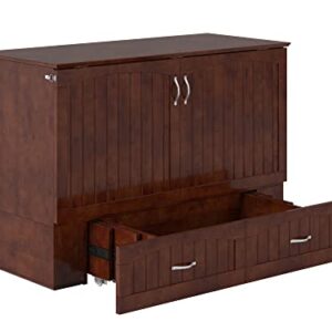 AFI Southampton Full Murphy Bed Chest with Mattress, Storage, and Built-in Charger in Walnut