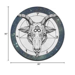 Galaxy Baphomet Satanic Goat Head Art Round Area Rug for Bedroom, Living Room, Home, Kitchen, Memory Foam Ultra Soft Spa Floor Mats Entrance Rug, Fast Dry Shaggy Carpet (60" Diameter)