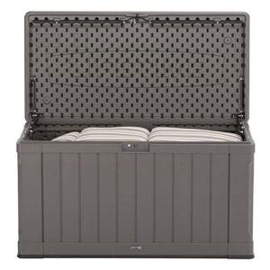 Lifetime 60089 Deck Storage Box, 116 gallon & EAST OAK Deck Box, 31 Gallon Indoor and Outdoor Storage Box, Outdoor Toys, Gardening Tools, Sports Equipment, Waterproof and UV Resistant Resin, Grey