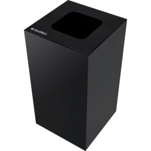 global industrial square recycling/trash can with waste lid, 36 gallon, black