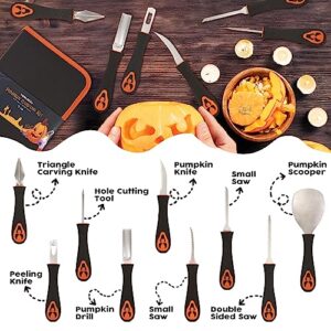 Halloween Pumpkin Carving Kit Tools - 9 PCS Premium Stainless Steel Pumpkin Knives Set Heavy Duty Carving Tools for Halloween Decorations, TAVOLOZZA