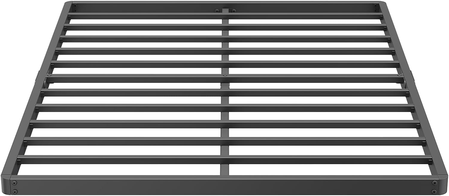 Aardhen Twin 2 Inch Box Spring & Bed Slat Replacement/Metal Frame with Steel Slats/Quick Lock Bunkie Board/Easy Assembly