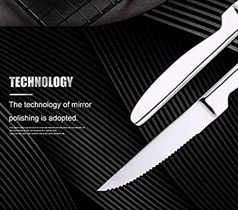 TAFAAL Set of 12 Stainless Steel Steak Knives, Corrosion Resistant, Serrated Sharp Blade, Stainless Steel Handle, Kitchen Table Knife