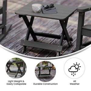 Flash Furniture Halifax Outdoor Folding Side Table, Portable All-Weather HDPE Adirondack Side Table, Gray, Set of 1