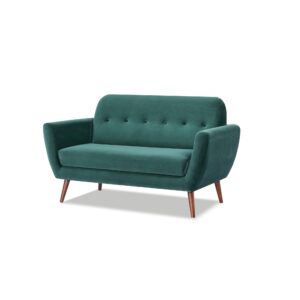 Artdeco Home Oakland loveseat Sofa – mid-Century Modern Style, Soft Fabric Upholstery, Design for Small Spaces, Living Room and Apartment, Easy Assembly (Velvet, Green)