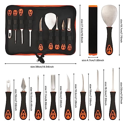 Halloween Pumpkin Carving Kit Tools - 9 PCS Premium Stainless Steel Pumpkin Knives Set Heavy Duty Carving Tools for Halloween Decorations, TAVOLOZZA