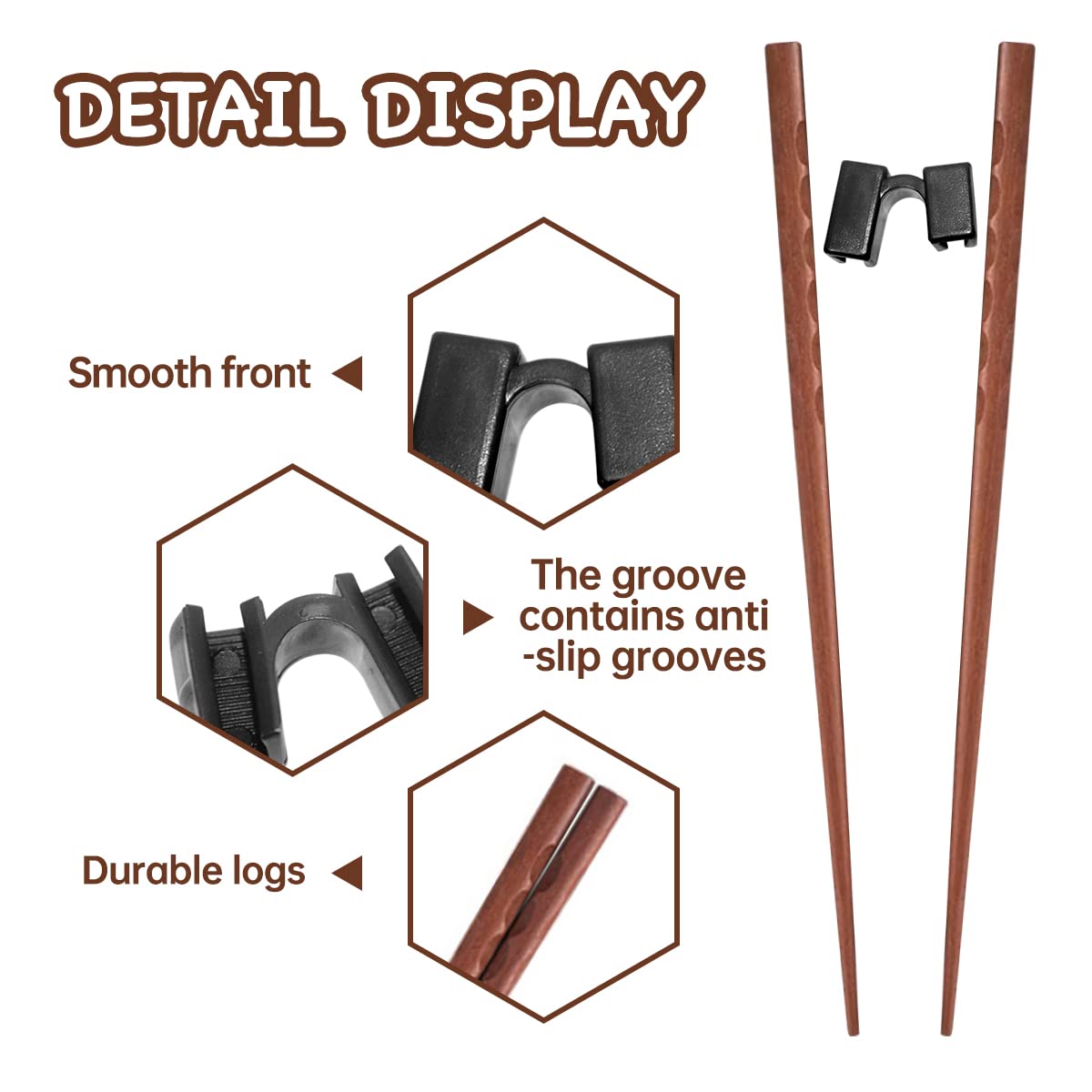 5 Pairs Reusable Training Chopsticks Helpers for Beginner Trainer Learner, Japanese Wooden Chopsticks pack and Holder Helper Set, Dishwasher Safe, L8.86Inch (6.Rosewood tortoiseshell)