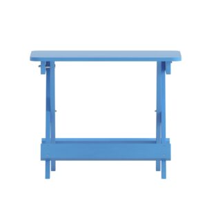 Flash Furniture Halifax Outdoor Folding Side Table, Portable All-Weather HDPE Adirondack Side Table, Blue