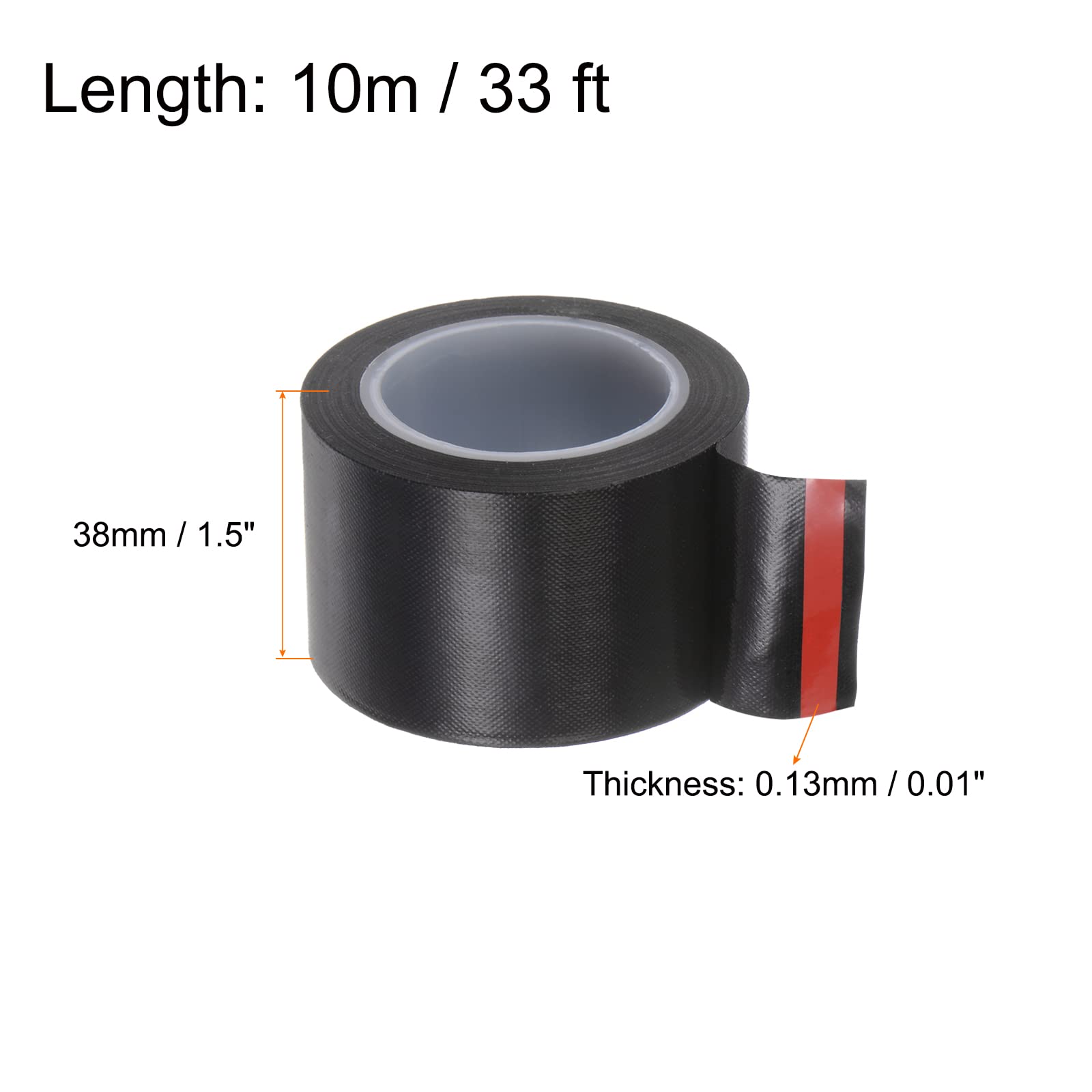 HARFINGTON Fabric PTFE Tape Roll, 1.5" x 33 ft High Temperature PTFE Adhesive Tape 0.13mm Thickness for Vacuum Sealer Machine Hand Impulse Sealers, Black