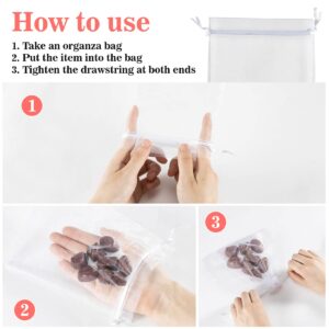 Sukh 100PCS Organza Bags 5x7 - Small Organza Sachet Jewelry Gift Favor Bags Drawstring Mesh Bags Gifts Valentines Wedding Eid Mubarak Halloween Eve Christmas New Year Party Candy Fruit Wrap Bulk White