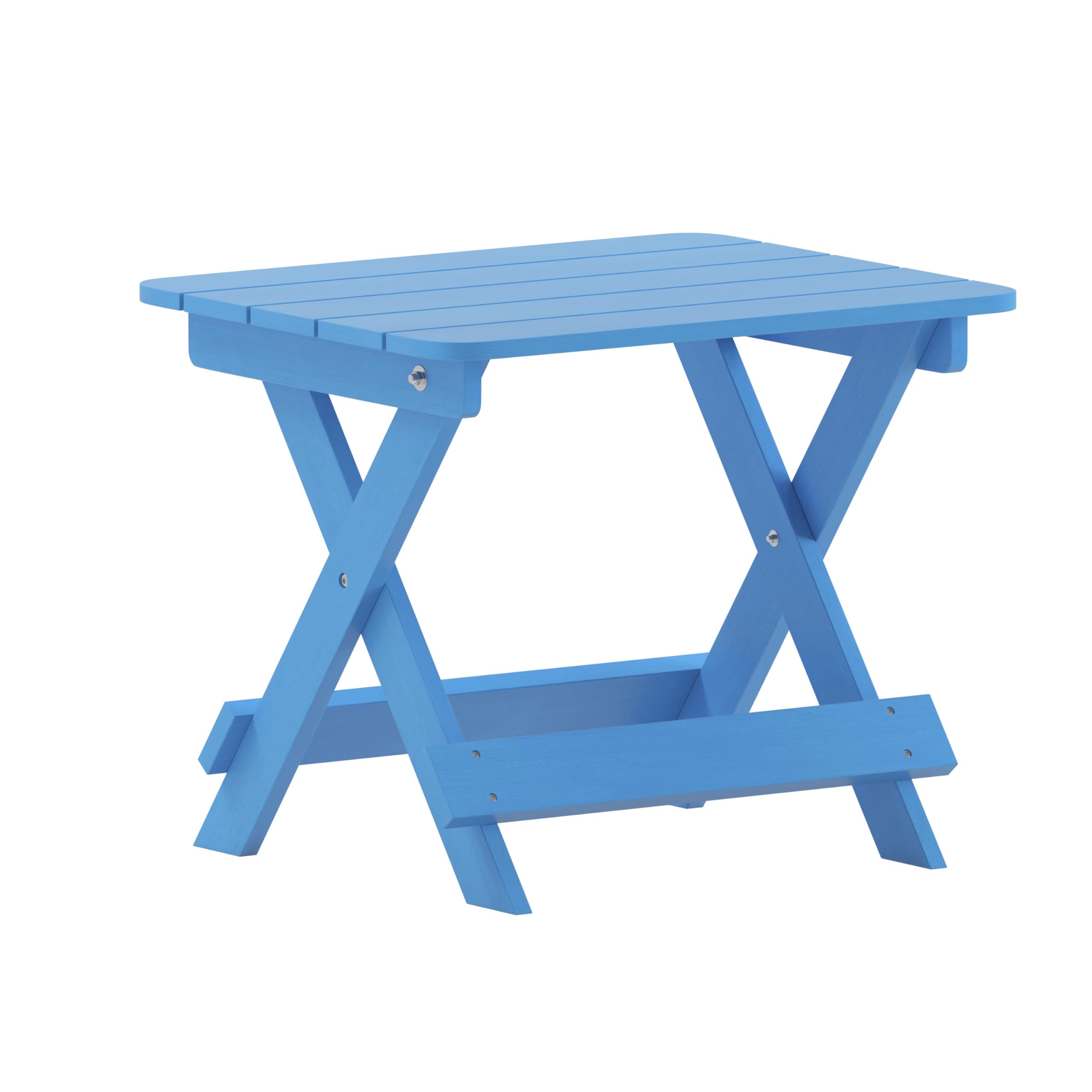 Flash Furniture Halifax Outdoor Folding Side Table, Portable All-Weather HDPE Adirondack Side Table, Blue