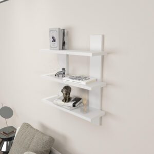 Harris Floating Wall Shelf, Modern Wall Shelves, Wall Shelving, Floating Bookshelf, Wall Mounted Shelves, Space Saving Furniture (White)