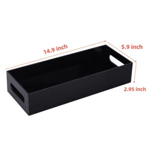 IEEK Toilet Paper Holder with Storage Acrylic Toilet Basket,Modern Toilet Tank Tray with Non-Slip Mat,Basket for Toilet Tank Top Black Decor for Bathroom,Vanity, Bedroom,Entryway,Living Room