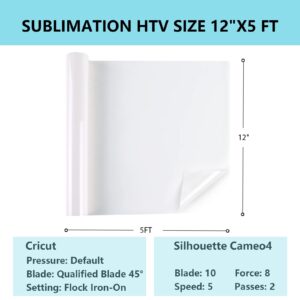 HTVRONT Sublimation HTV for Dark Fabric/Light Fabric - Matte Sublimation Vinyl 12" X 5FT - Sublimation Blanks for Sublimation Shirts/Bag/Hat/Pillow