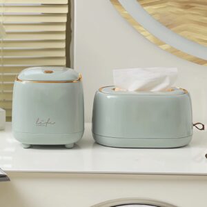 ltytz 2 pack mini trash can and tissue box holder，waste can with press type lid for bathroom vanity, desktop, kitchen, tabletopand office