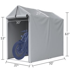 Greesum Outdoor Storage Shed 6 x 3 x 5 ft Canopy Portable Shelter Heavy Duty Carport with Roll-up Zipper Door for Bike, Motorcycle, Garden Storage, Waterproof and UV Resistant, Silver